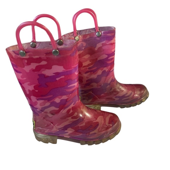 Western Chief Girls pink camo rubber rainboots Toddler Sz 9 No removable insole. - Picture 2 of 9